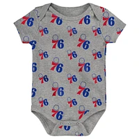 Lot de deux bodys Double Up Philadelphia 76ers pour bébé Royal/Gris