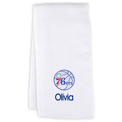 Philadelphia 76ers Infant Personalized Burp Cloth - White
