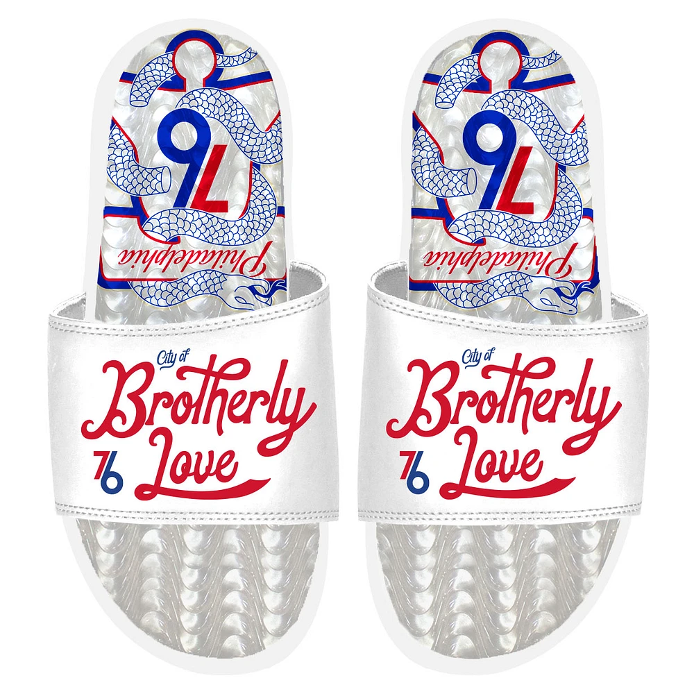 Sandales à enfiler en gel ISlide Philadelphia 76ers 2022/23 City Edition blanches