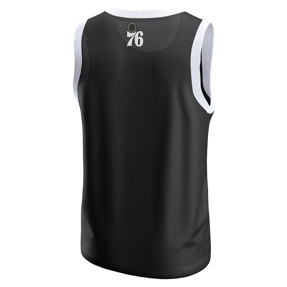 Men's Fanatics  Black Philadelphia 76ers Mesh Tank Top