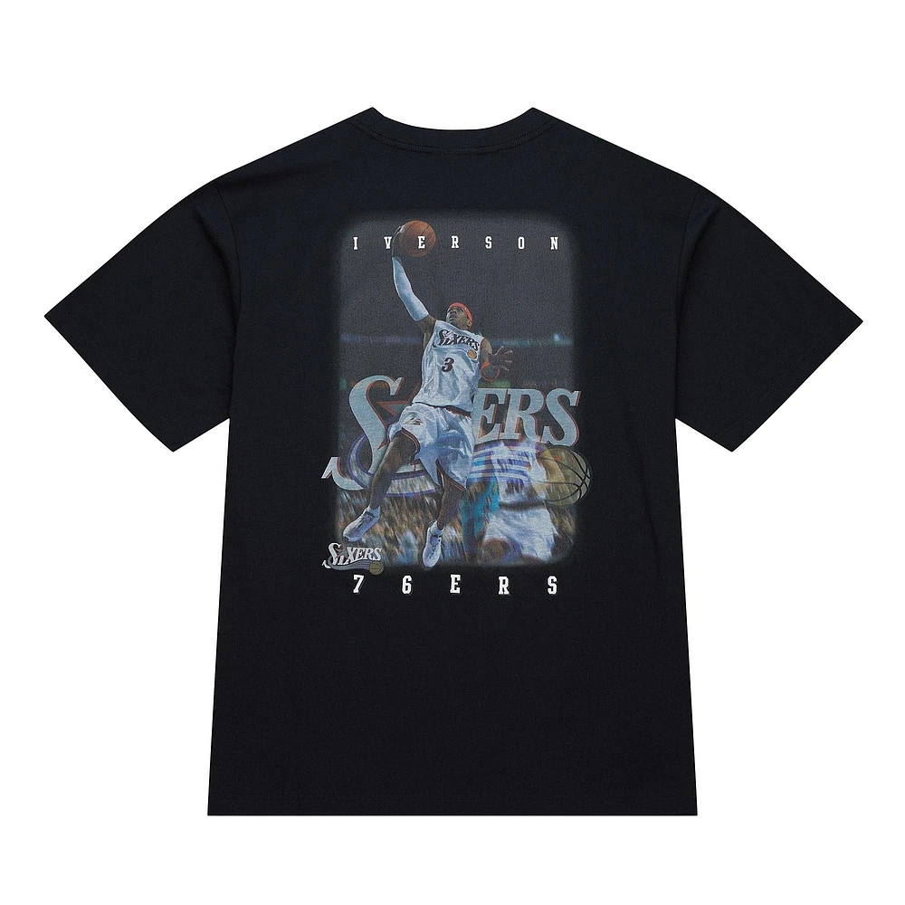 T-shirt Mitchell & Ness Allen Iverson noir pour homme Philadelphia 76ers Hardwood Classics NBA Legends
