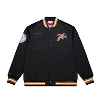 Men's Mitchell & Ness Allen Iverson Black Philadelphia 76ers NBA Legends Full-Snap Satin Jacket