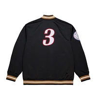 Men's Mitchell & Ness Allen Iverson Black Philadelphia 76ers NBA Legends Full-Snap Satin Jacket