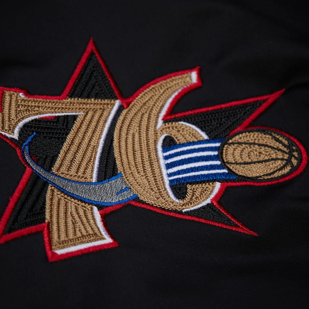 Men's Mitchell & Ness Allen Iverson Black Philadelphia 76ers NBA Legends Full-Snap Satin Jacket