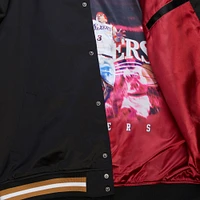 Men's Mitchell & Ness Allen Iverson Black Philadelphia 76ers NBA Legends Full-Snap Satin Jacket