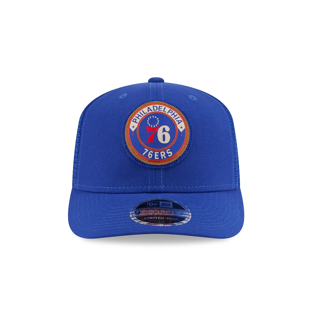 Men's New Era  Blue Philadelphia 76ers Victory Grove Circle Patch 9SEVENTY Adjustable Hat