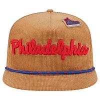 Men's New Era  Tan Philadelphia 76ers Victory Grove Corduroy Sneaker Pin Golfer Adjustable Hat