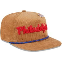 Men's New Era  Tan Philadelphia 76ers Victory Grove Corduroy Sneaker Pin Golfer Adjustable Hat