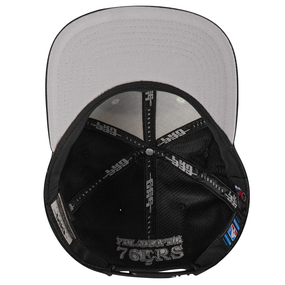 Men's Pro Standard  Cream/Black Philadelphia 76ers French Terry Snapback Hat