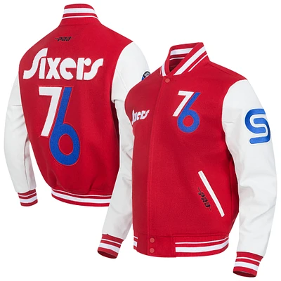 Men's Pro Standard  Red Philadelphia 76ers 2024/25 City Edition Wool Varsity Full-Zip Jacket