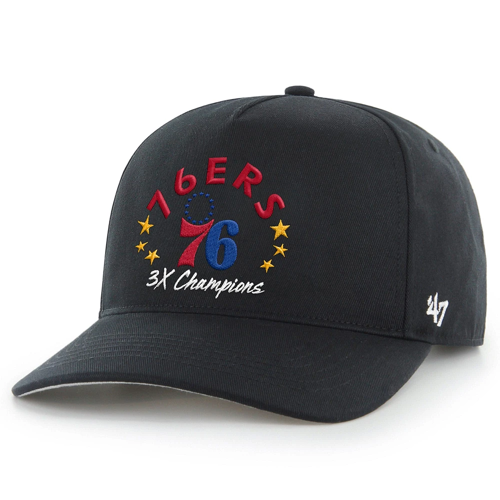 Men's '47 Black Philadelphia 76ers Champs Global Star Hitch Adjustable Hat
