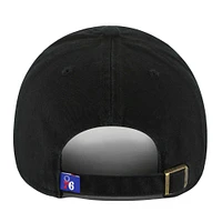 Men's '47 Black Philadelphia 76ers Core Logo Clean Up Adjustable Hat