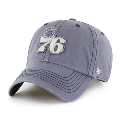 Men's '47 Blue Philadelphia 76ers Scupper Rough Edge Applique Clean Up Adjustable Hat