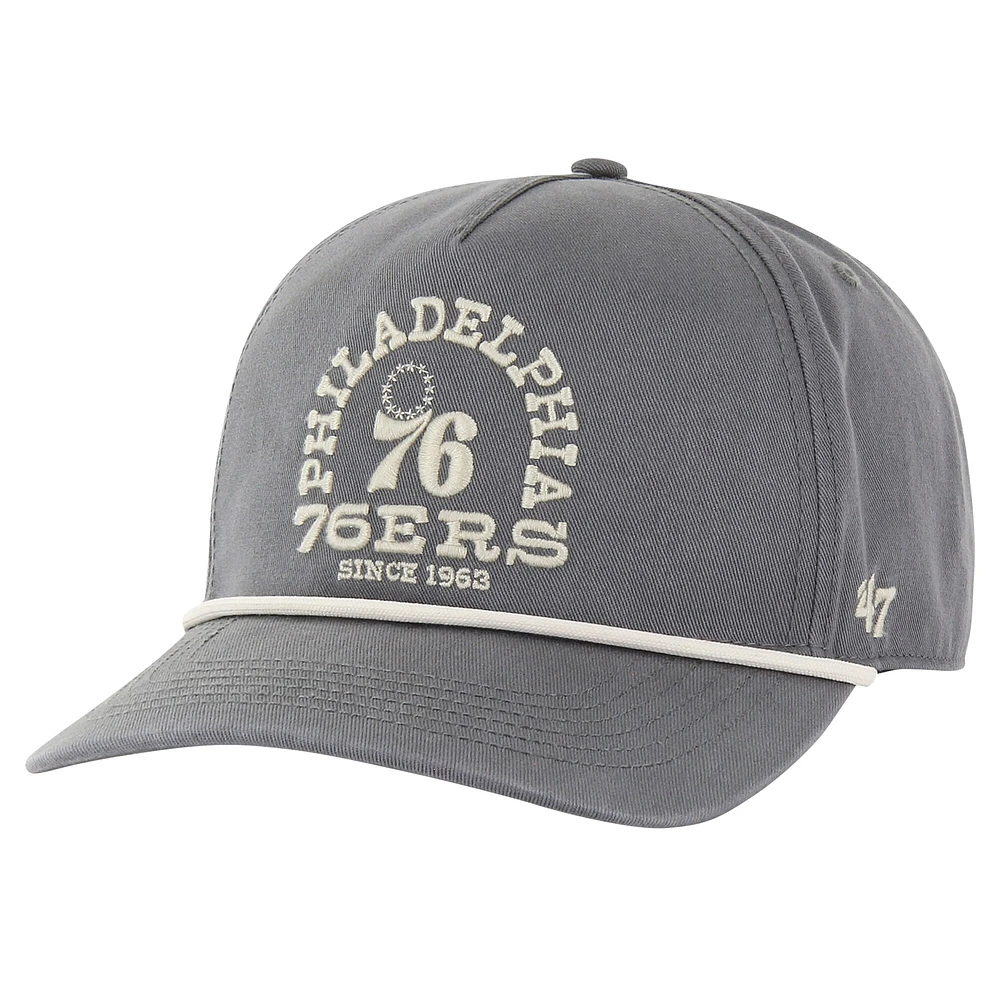 Men's '47  Charcoal Philadelphia 76ers Canyon Ranchero Hitch Adjustable Hat
