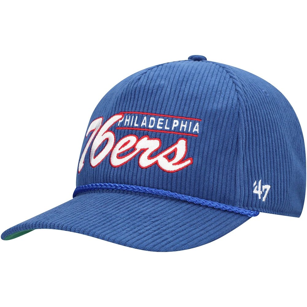 Men's '47  Royal Philadelphia 76ers Double Header Sidepatch Cord Hitch Adjustable Hat