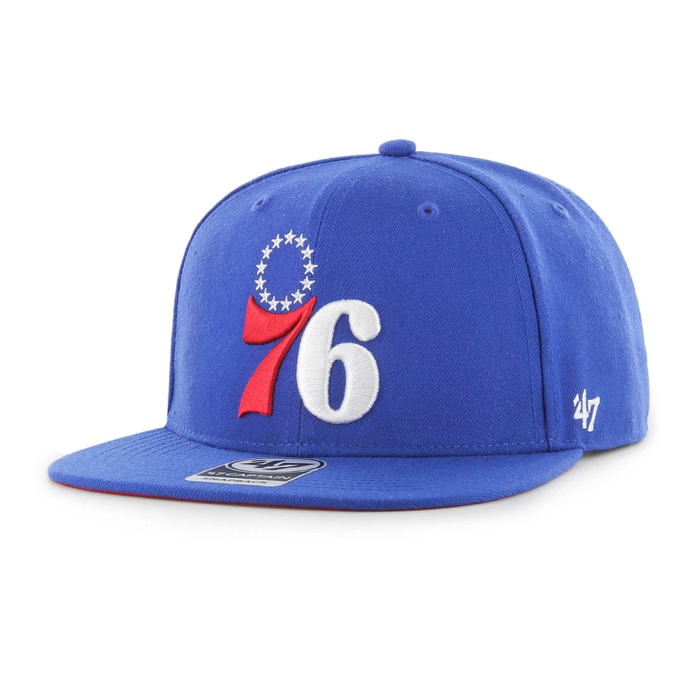 Casquette Snapback Capitaine Sure Shot '47 Royal Philadelphia 76ers pour homme