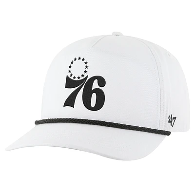 Casquette ajustable avec attelage de corde '47 blanche des Philadelphia 76ers pour hommes