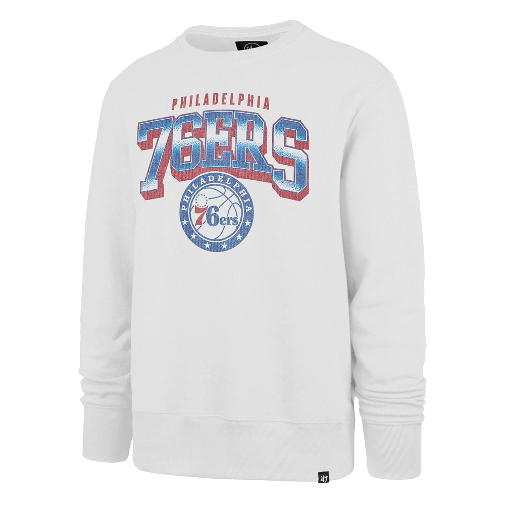 Men's '47 White Philadelphia 76ers Spotlight Headline Pullover Sweatshirt