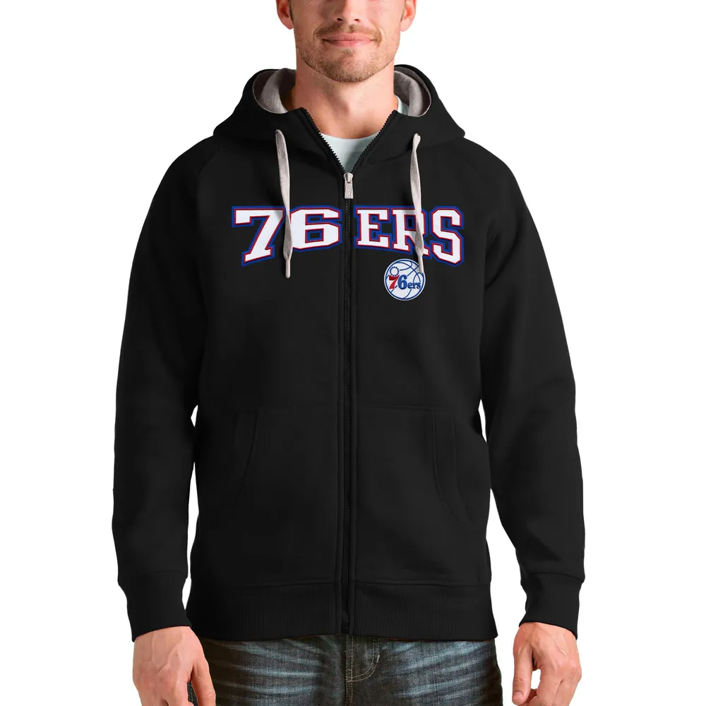 Philadelphia 76ers Hoodie Full ZIP Fleece NBA Unisex Small Logo Zipper  Pockets