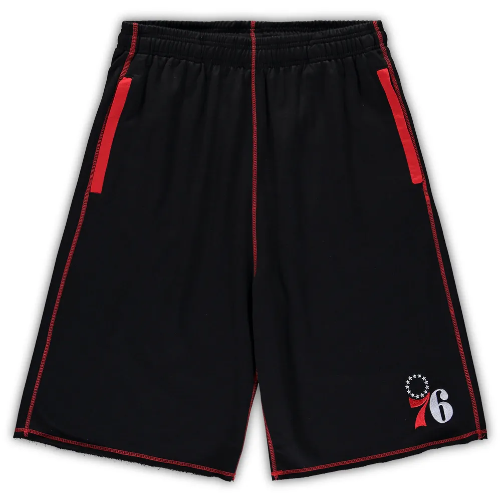 Lids Philadelphia 76ers Big & Tall Contrast Stitch Knit Shorts - Black/Red