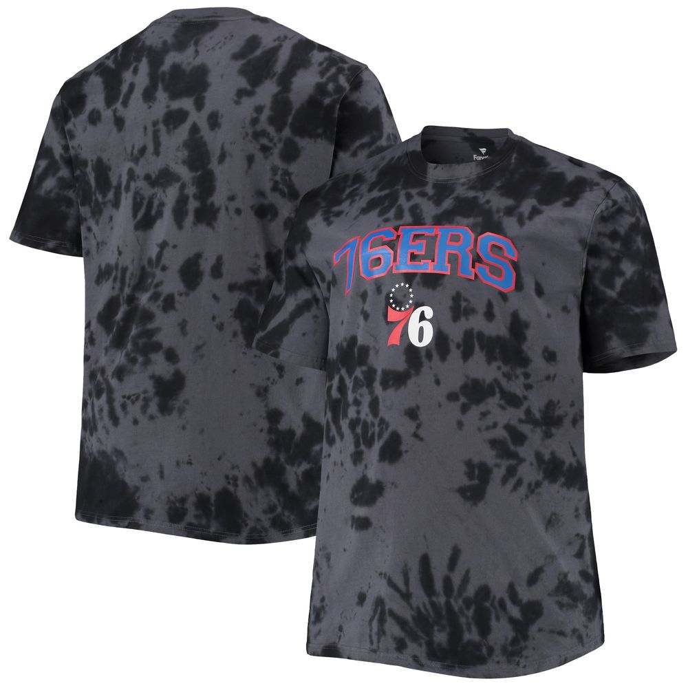 Men's Black Philadelphia 76ers Big & Tall Marble Dye Tonal Performance T-Shirt