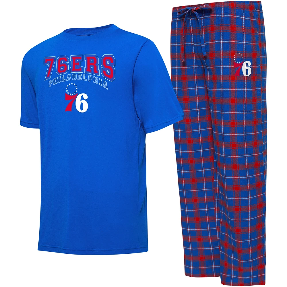 Ensemble de nuit pour hommes College Concepts Royal/Rouge Philadelphia 76ers Arctic T-shirt et pantalon pyjama