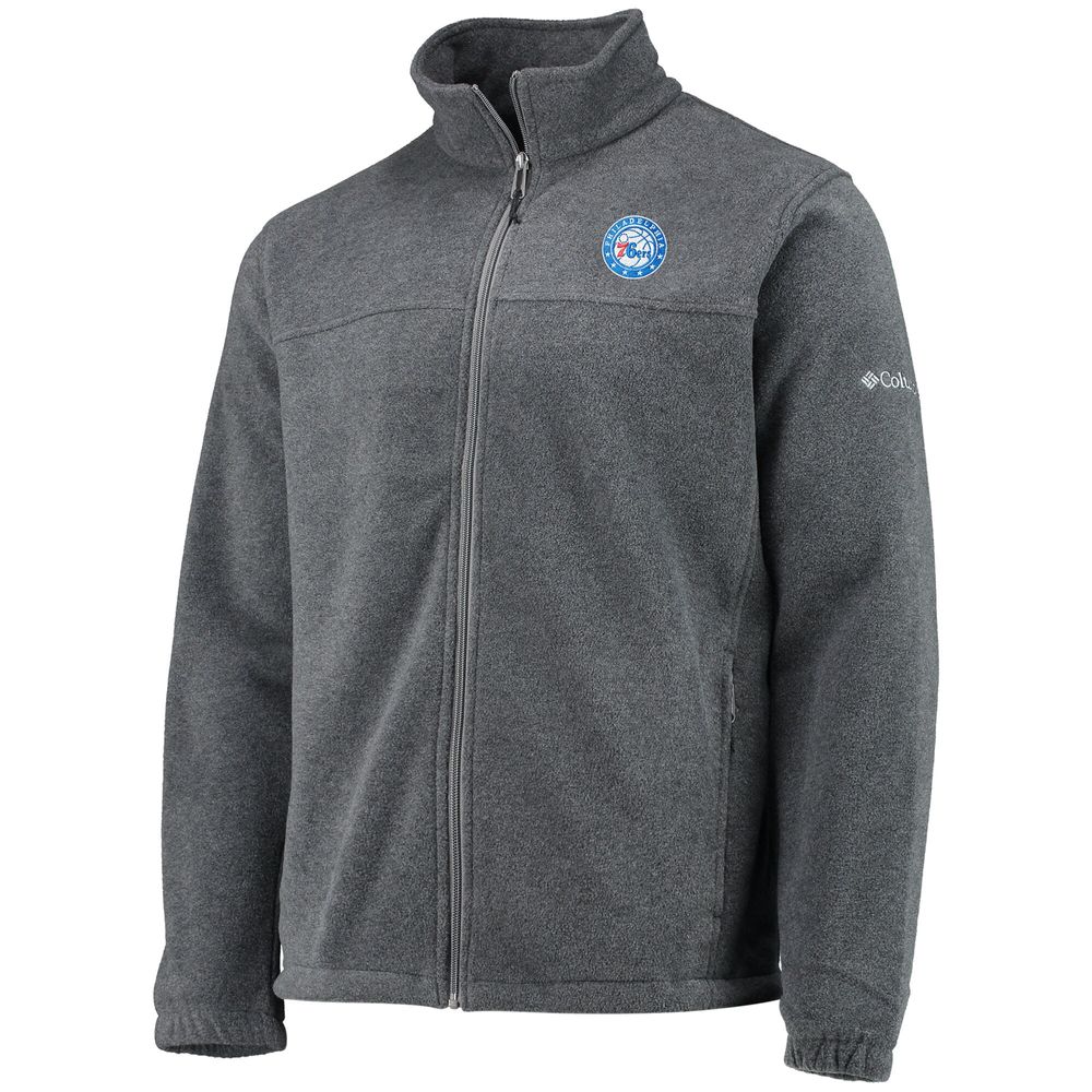 Men's Columbia Philadelphia 76ers Heathered Charcoal Flanker Full-Zip Jacket