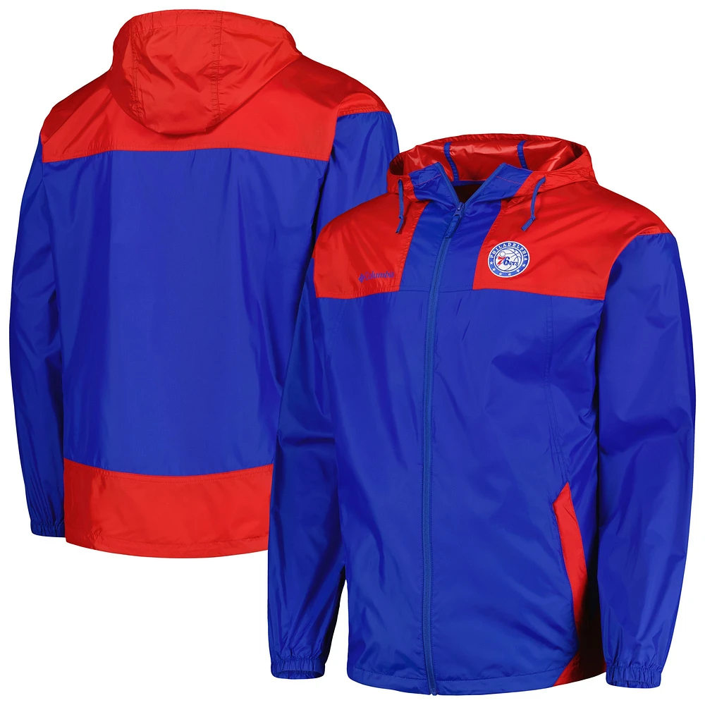 Sweat à capuche entièrement zippé Columbia Royal Philadelphia 76ers Flash Forward Challenger pour homme