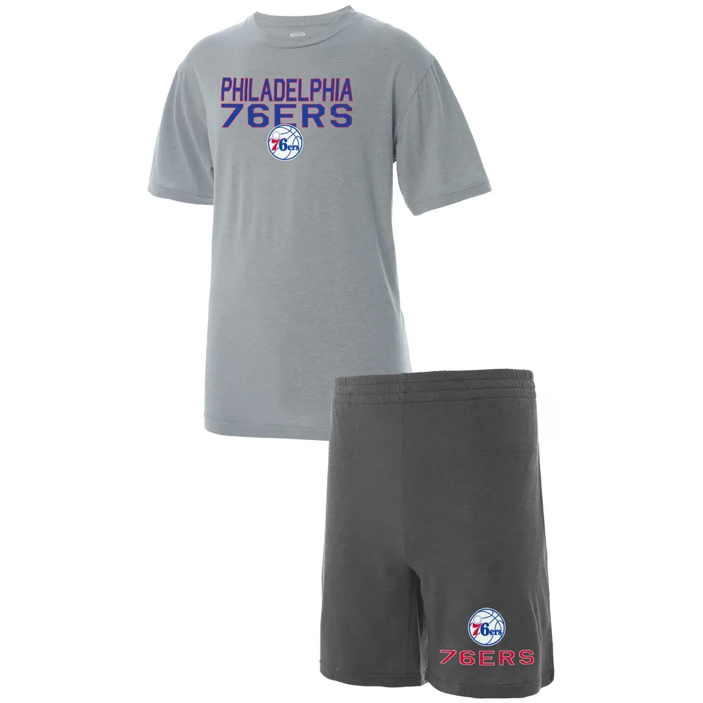 Concepts Sport Men's Royal, Heathered Charcoal Chicago Cubs Big and Tall T- shirt Shorts Sleep Set