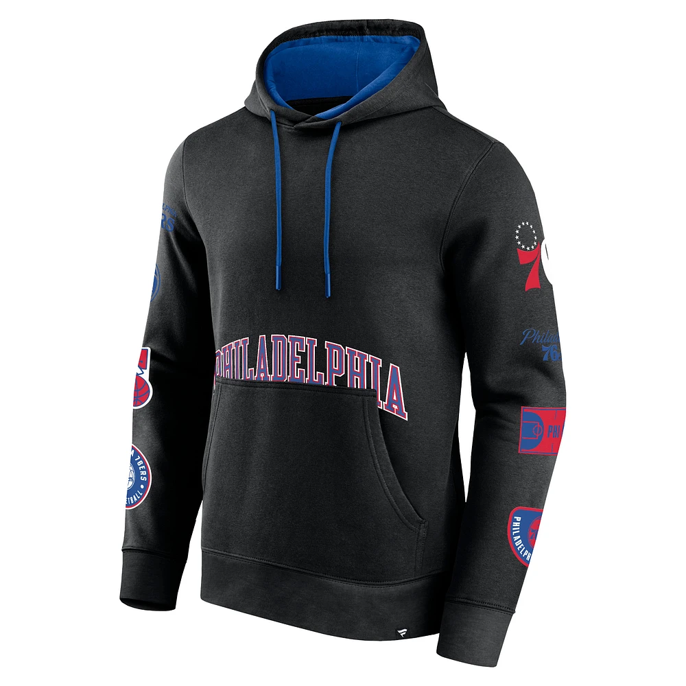 Men's Fanatics Black Philadelphia 76ers Home Court Pullover Hoodie