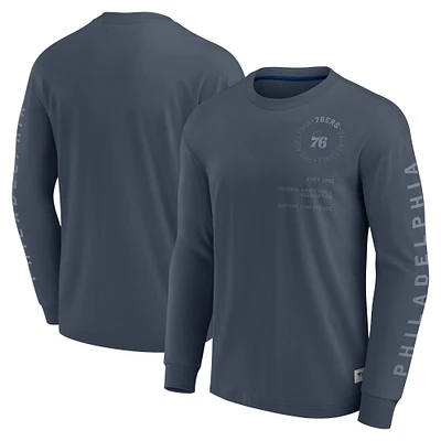 Men's Fanatics Blue Philadelphia 76ers Elements Future Ground Tonal Info Long Sleeve T-Shirt