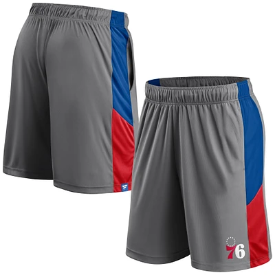 Fanatics pour hommes gris Philadelphia 76ers Champion Rush Color Block - Short