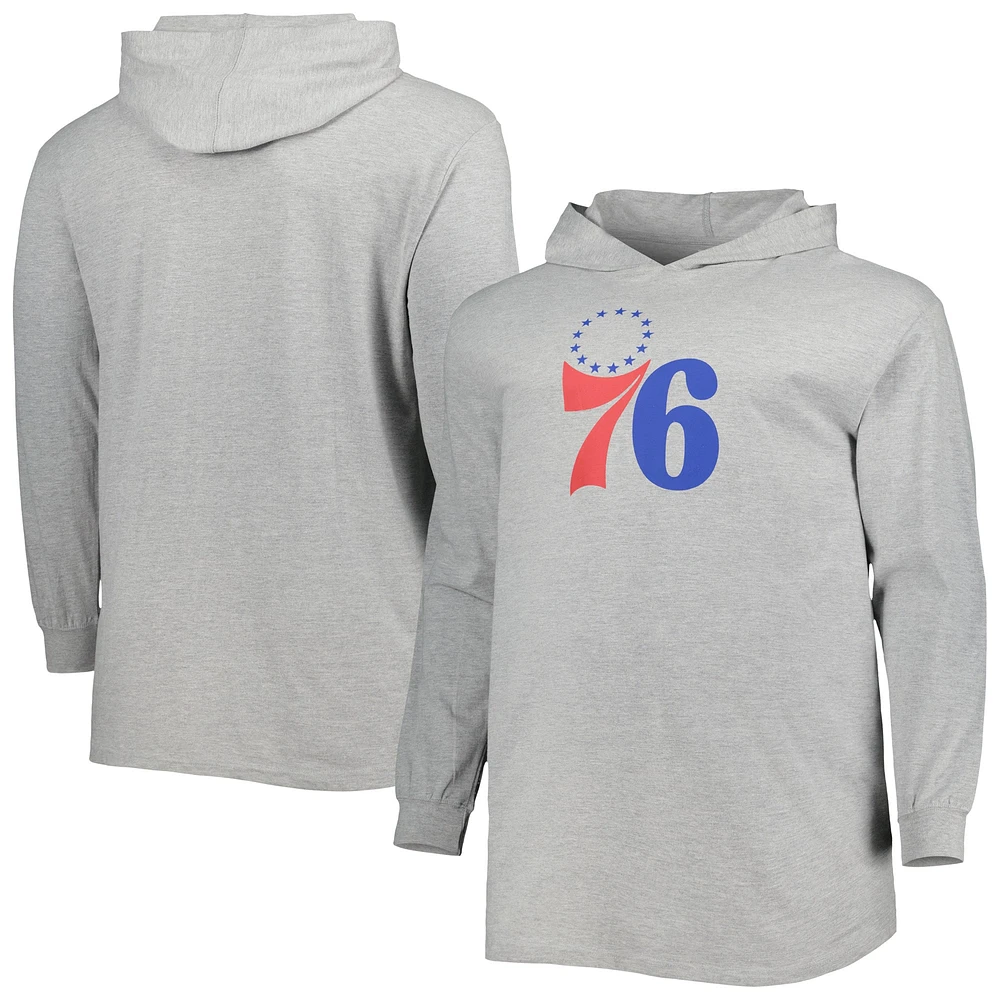 Sweat à capuche Fanatics Heather Grey Philadelphia 76ers Big & Tall pour hommes