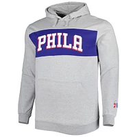 Men's Fanatics Heather Gray Philadelphia 76ers Big & Tall Wordmark Pullover Hoodie