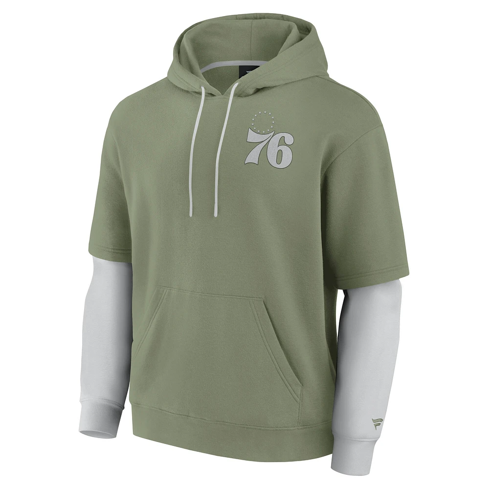 Sweat à capuche élégant pour homme Fanatics Olive Philadelphia 76ers Elements