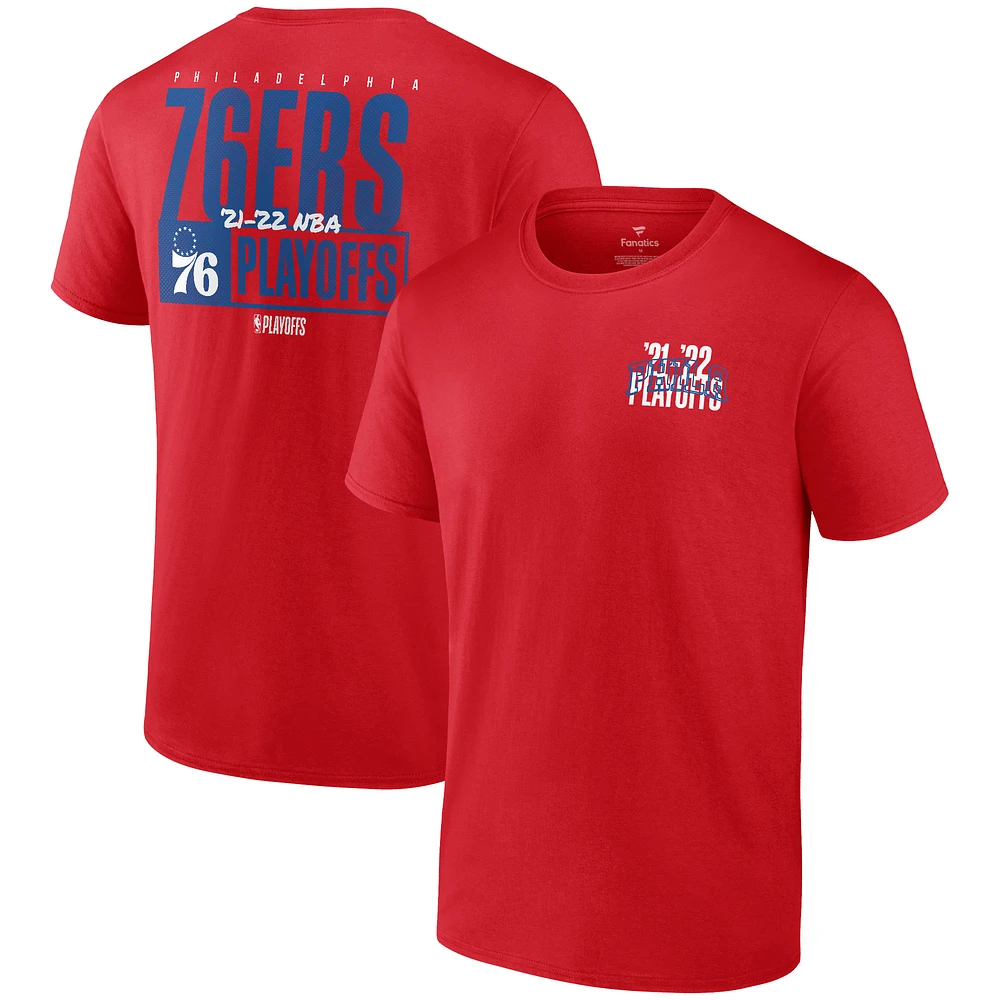 Men's Fanatics Red Philadelphia 76ers 2022 NBA Playoffs Dunk T-Shirt