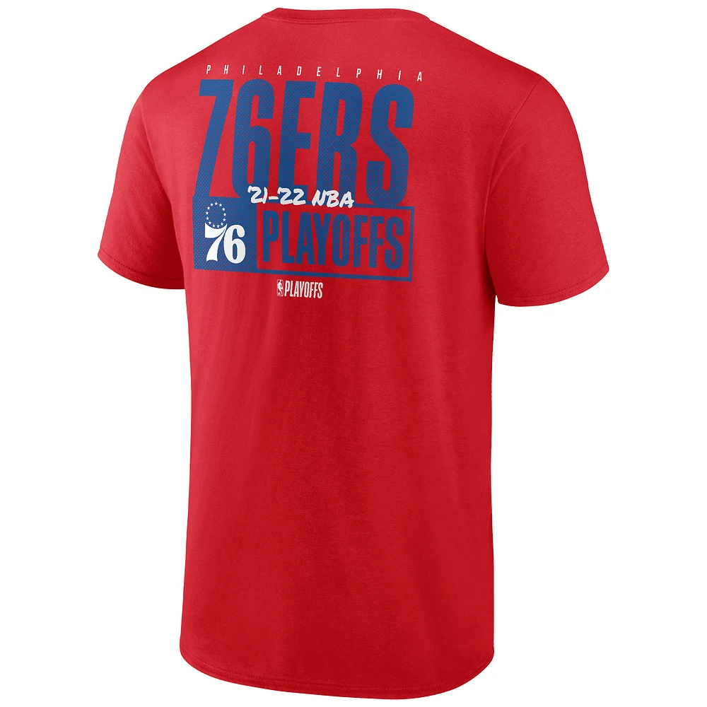 Men's Fanatics Red Philadelphia 76ers 2022 NBA Playoffs Dunk T-Shirt