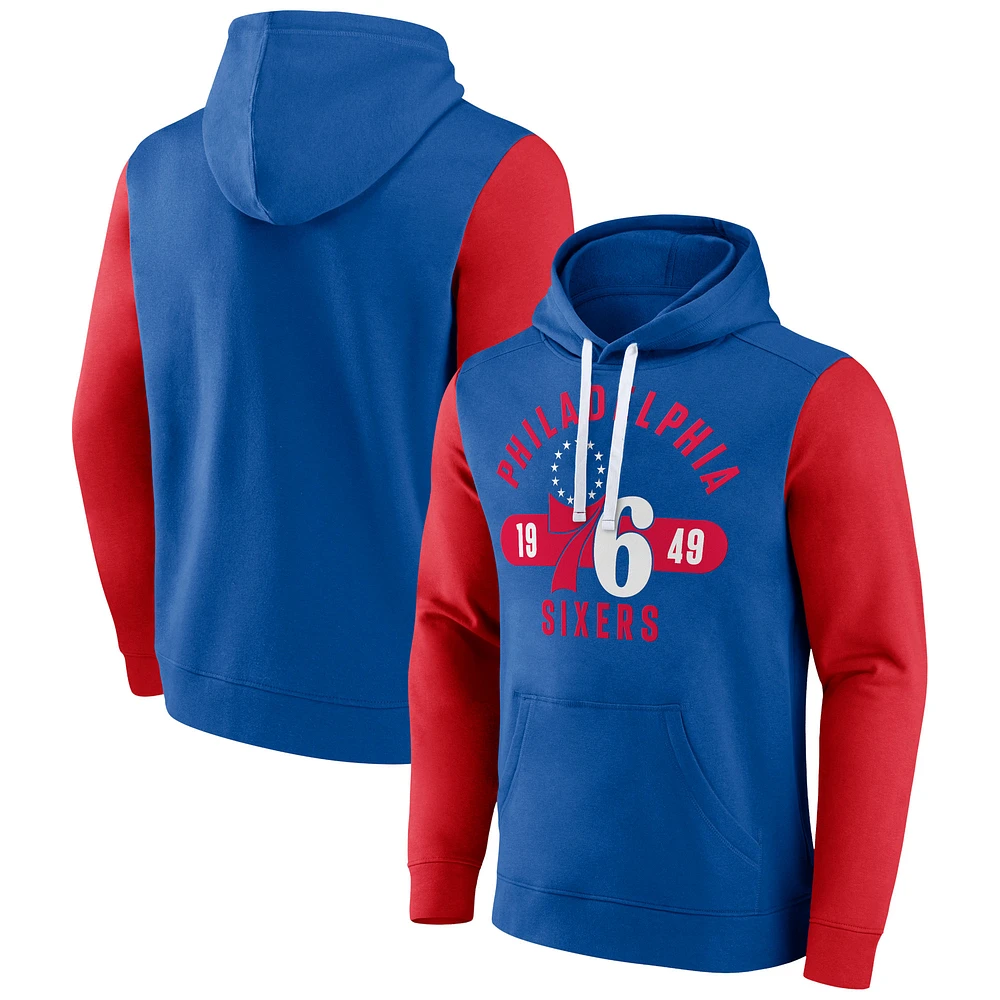 Men's Fanatics Royal/Red Philadelphia 76ers Big & Tall Bold Attack Pullover Hoodie