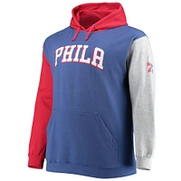 Men's Fanatics Royal/Red Philadelphia 76ers Big & Tall Double Contrast Pullover Hoodie