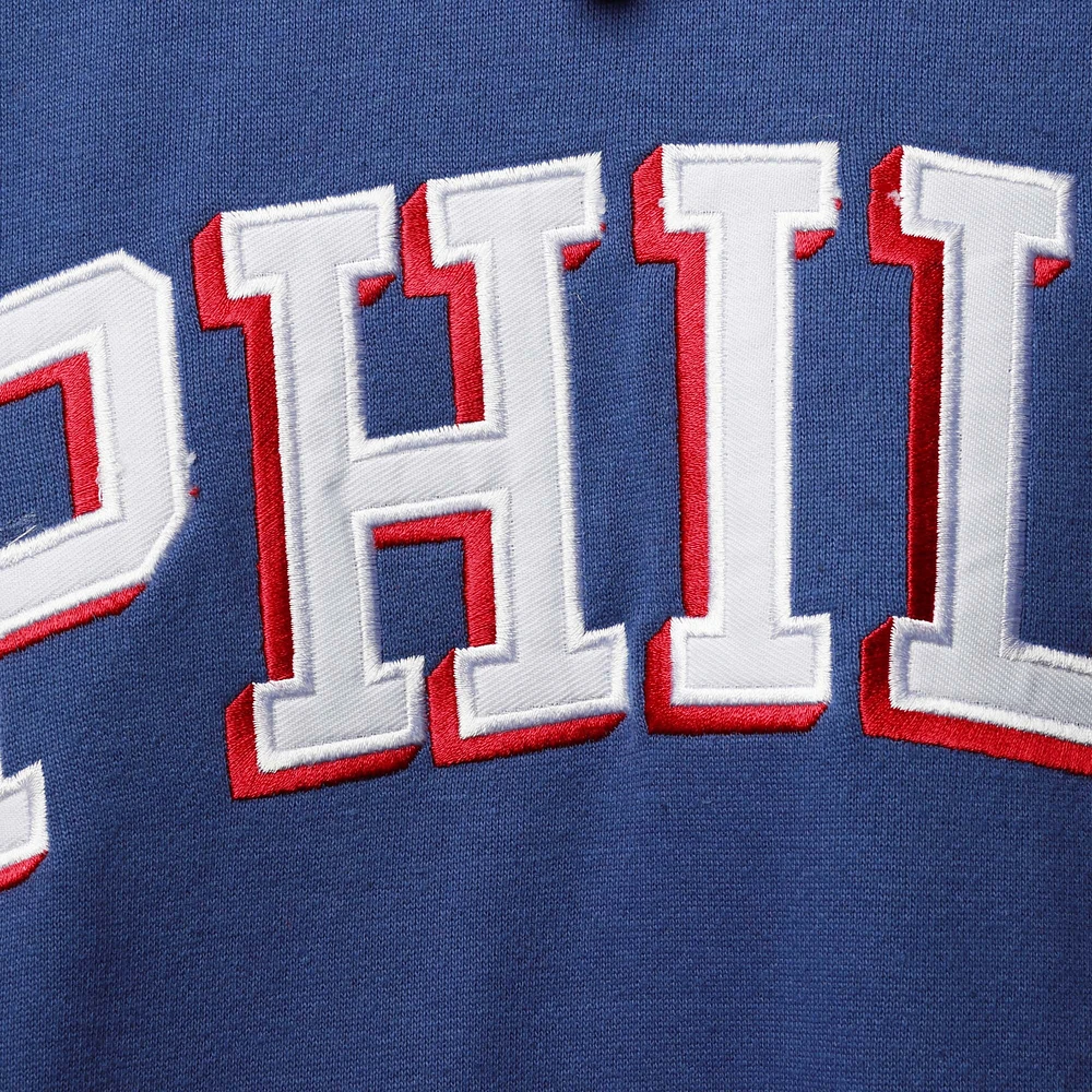 Men's Fanatics Royal/Red Philadelphia 76ers Big & Tall Double Contrast Pullover Hoodie