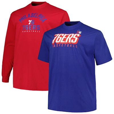 Men's Fanatics Royal/Red Philadelphia 76ers Big & Tall Short Sleeve Long T-Shirt Set