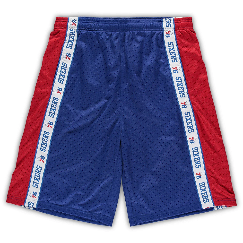 Men's Fanatics Royal/Red Philadelphia 76ers Big & Tall Tape Mesh Shorts