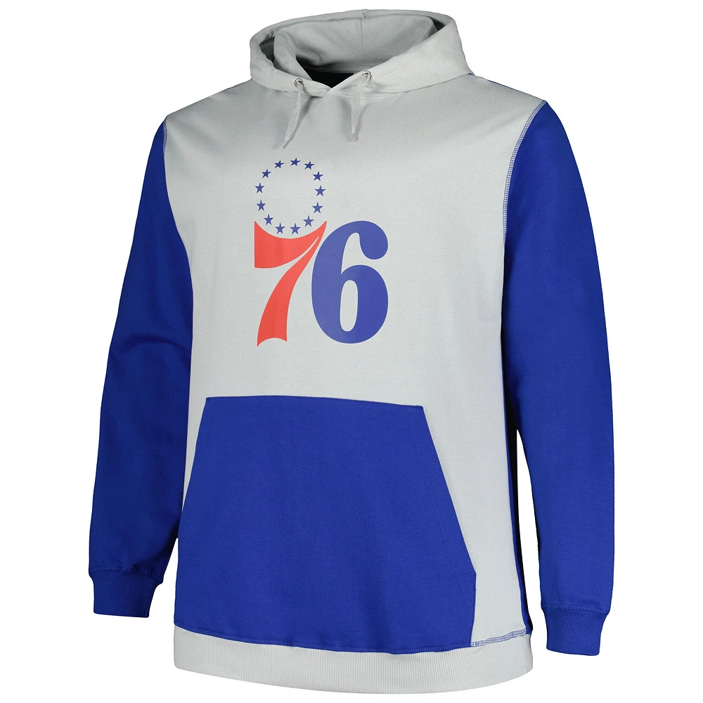 Sweat à capuche Fanatics Royal/Silver Philadelphia 76ers pour hommes Big & Tall Primary Arctic