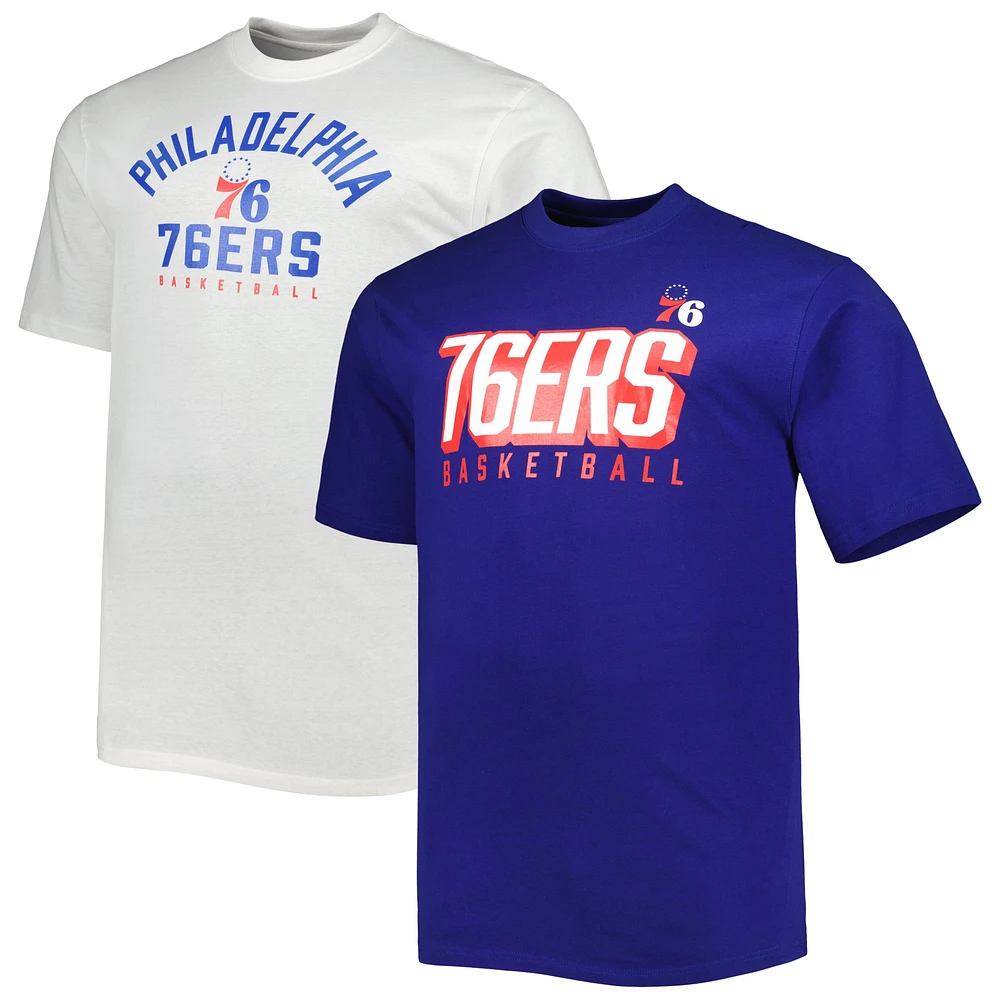 Men's Fanatics Royal/White Philadelphia 76ers Big & Tall Two-Pack T-Shirt Set