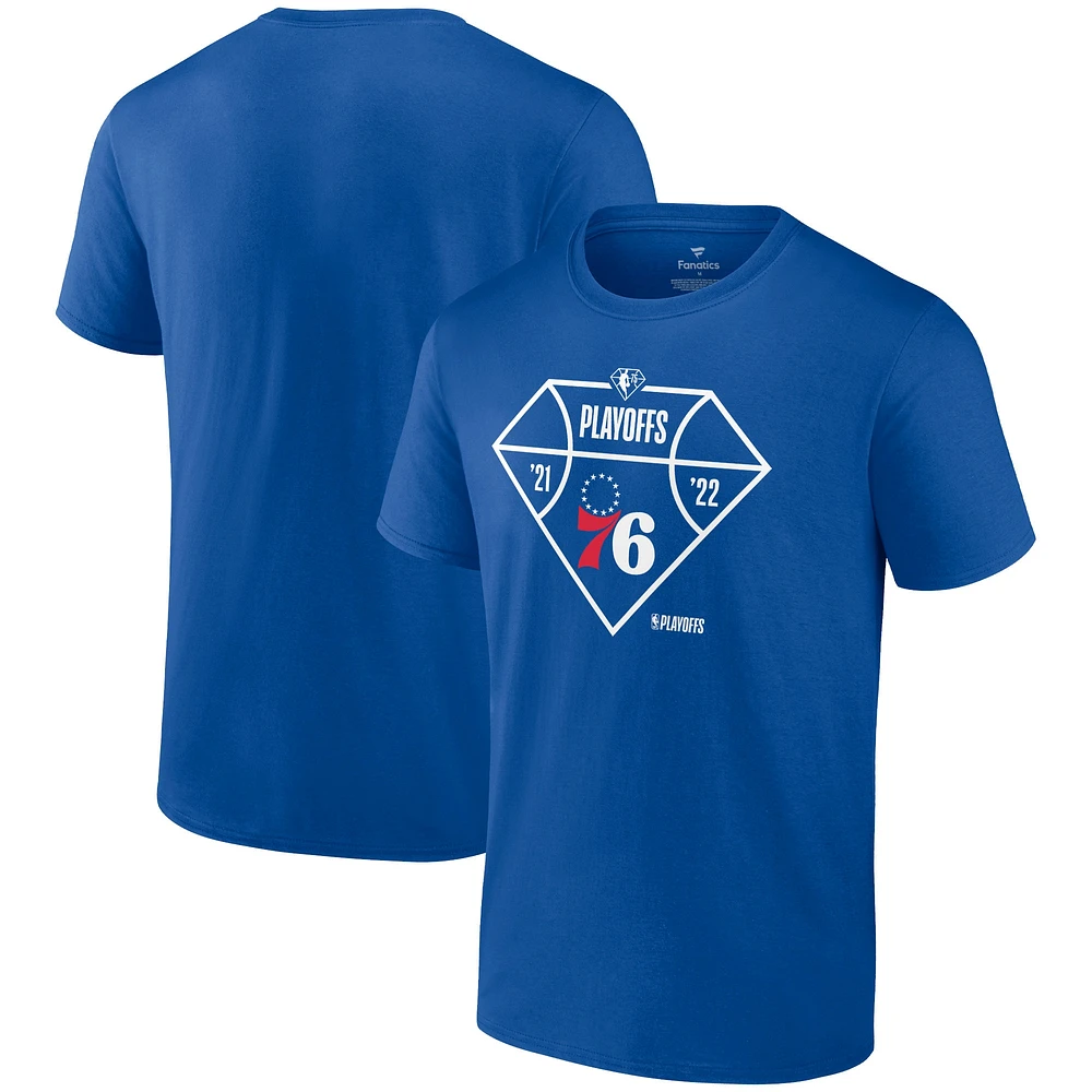 Men's Fanatics Royal Philadelphia 76ers 2022 NBA Playoffs Diamond Tip Off T-Shirt