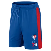 Short d'entraînement de performance Downtown Fanatics Royal Philadelphia 76ers 75e anniversaire pour hommes