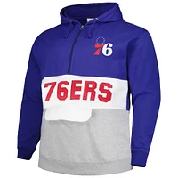 Men's Fanatics Royal Philadelphia 76ers Big & Tall Anorak Half-Zip Hoodie