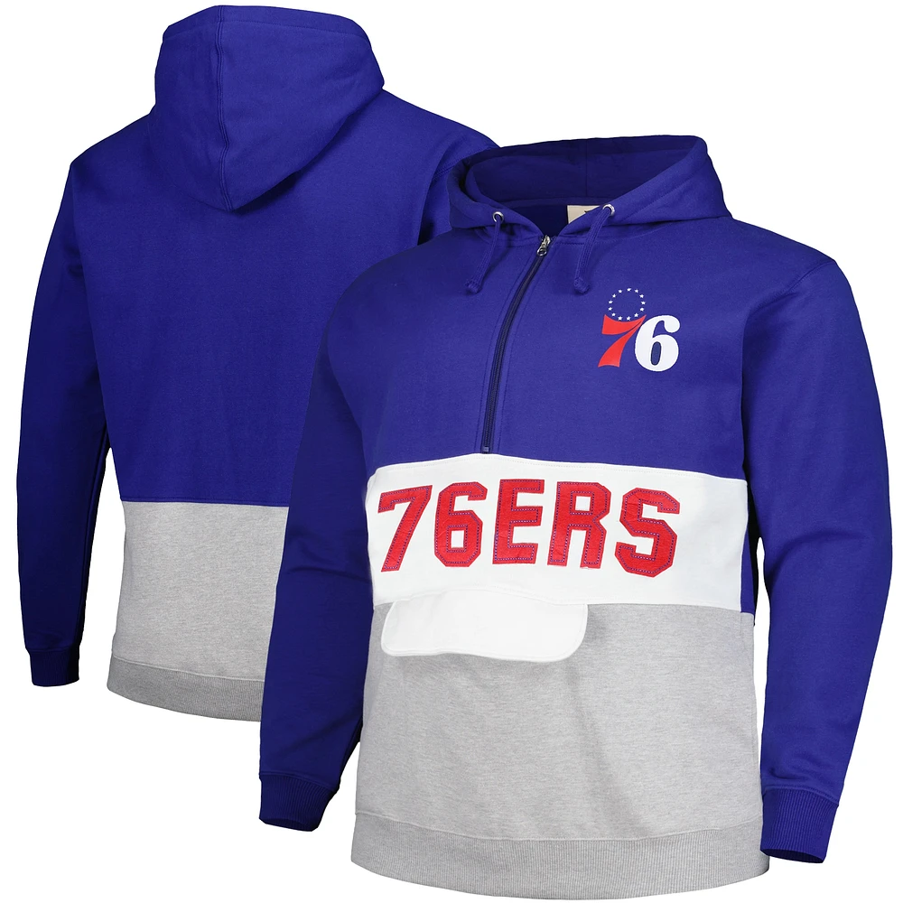 Sweat à capuche demi-zippé anorak Fanatics Royal Philadelphia 76ers Big & Tall pour hommes