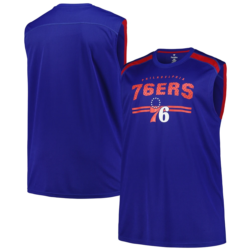 Men's Fanatics Royal Philadelphia 76ers Big & Tall Birdseye Muscle Tank Top