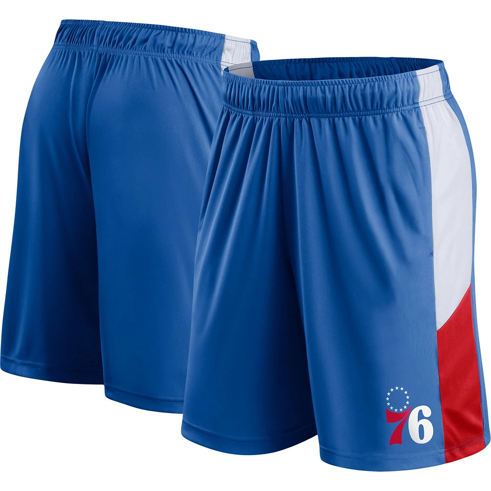 Short d'entraînement Fanatics Royal Philadelphia 76ers Champion Rush pour hommes, grands et